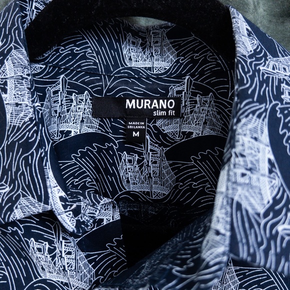 Murano Short Sleeve Print shirt Size M Slim Fit - Picture 2 of 3